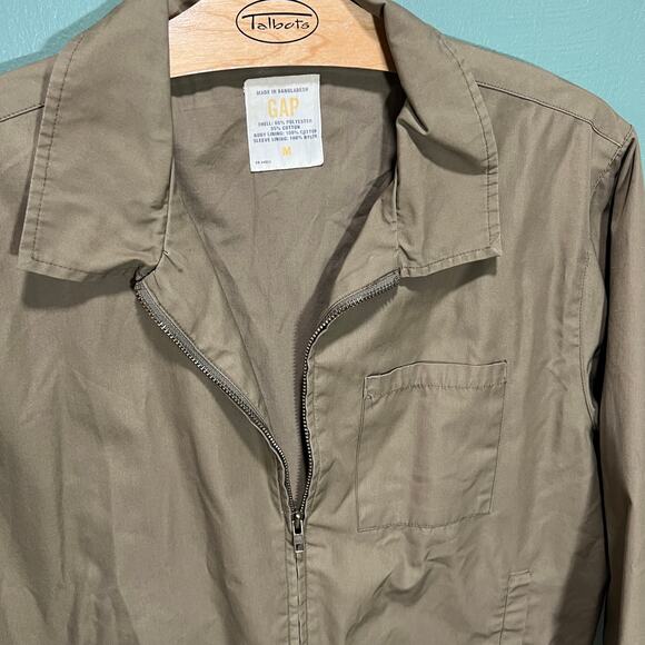 GAP Mens Khaki Bomber Jacket Medium Vintage Zip Up Casual Outerwear - Picture 5 of 7
